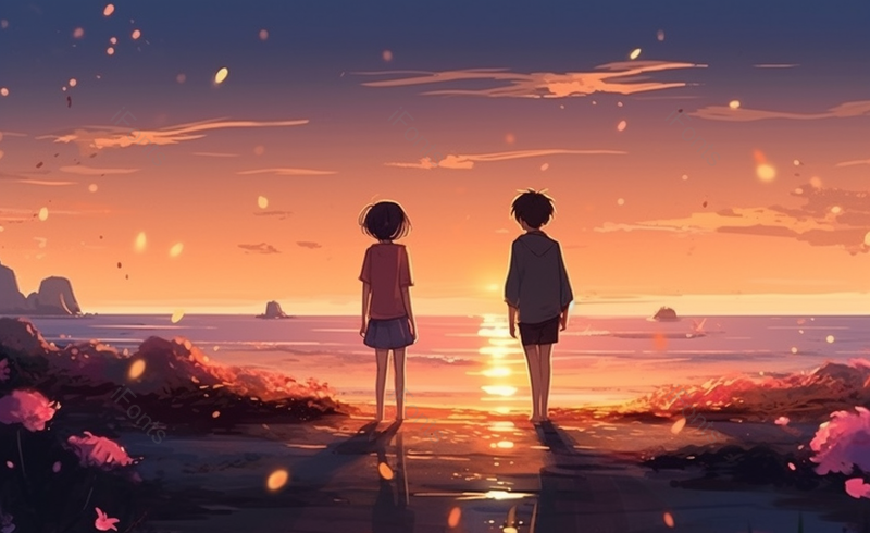 黄昏海边情侣约会插画,插画/手绘图,插画/手绘图库,插画/手绘图下载,插画/手绘